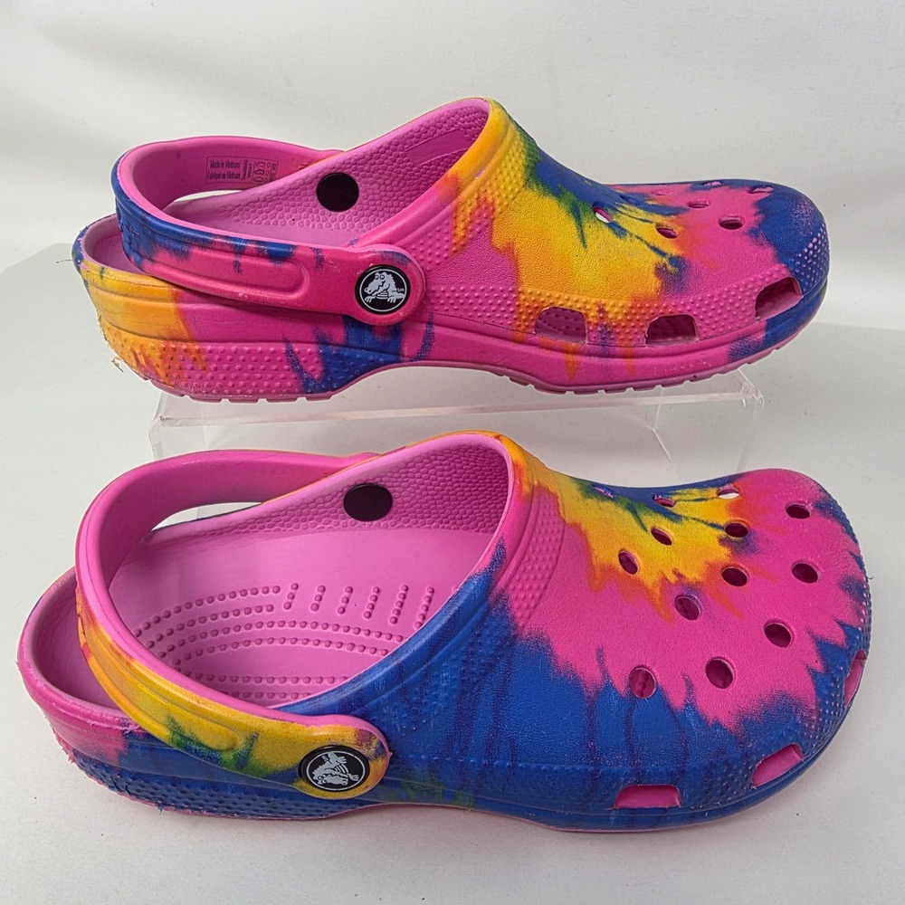 Crocs Classic Clogs Womens 7 Mens 5 Tie Dye Multi-Color Slip On Shoes Excellent
